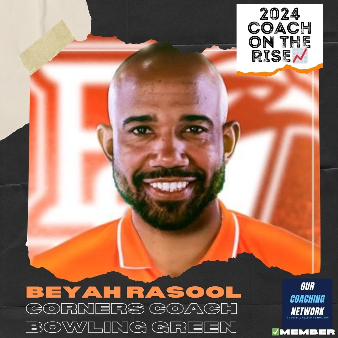 🏈G5 Coach on The Rise📈 @BG_Football Corners Coach @CoachBeyRasool is one of the Top DB Coaches in CFB ✅ And he is a 2024 Our Coaching Network Top G5 Coach on the Rise📈 G5 Coach on The Rise🧵👇