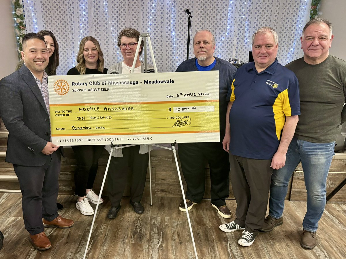 Thank you to the Meadowvale Rotary Club for their fundraising efforts for Hospice Mississauga - being built this year in our neighbourhood 🛏️🏥❤️ Once built, this will be Mississauga’s first and only hospice. Thanks to Councillor @BradWButt for all your work and support!