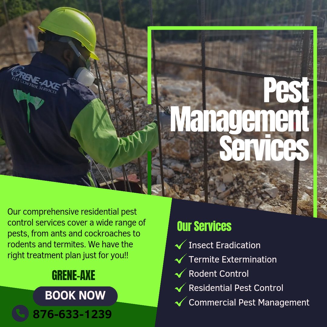 We offer full protection for homes against unwanted pests! We are trained for the kill! We have treatment plans available and tailored just for you!!
#pestmanagement #jamaica #termites #pests #rodentcontrol  #rats #pestcontrolservices #mosquitoes #ticks #Fleas #ants #cockroaches