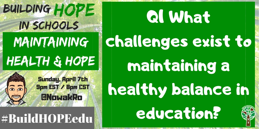 Q1 What challenges exist to maintaining a healthy balance in education? #BuildHOPEedu