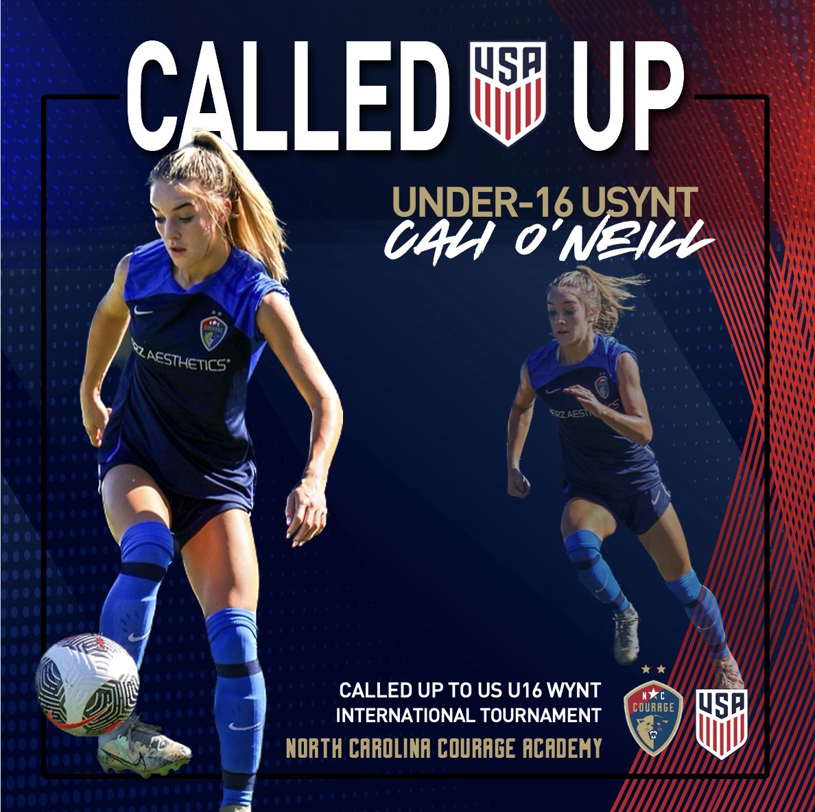 Congratulations to Cali O'Neill on her call-up to the U-16 @USYNT, attending an International Camp in Turkey! Good Luck Cali 🇺🇸