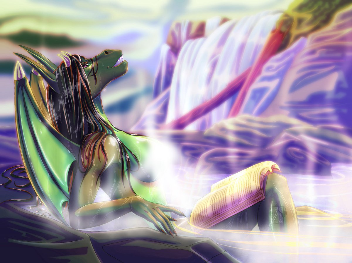 Alinta_Arts's tweet photo. A very VERY fun - and VERY detailed - #furry #scalie piece for the amazing @Rogue_Vulpes 💜💙💚💛🧡❤️ (the OG version doesn’t have any censoring but ¯\_(ツ)_/¯ ) 

Thank you so much Sweet Rogue! 🤩 

#anthro #furryart https://t.co/dAsgIBt5ab