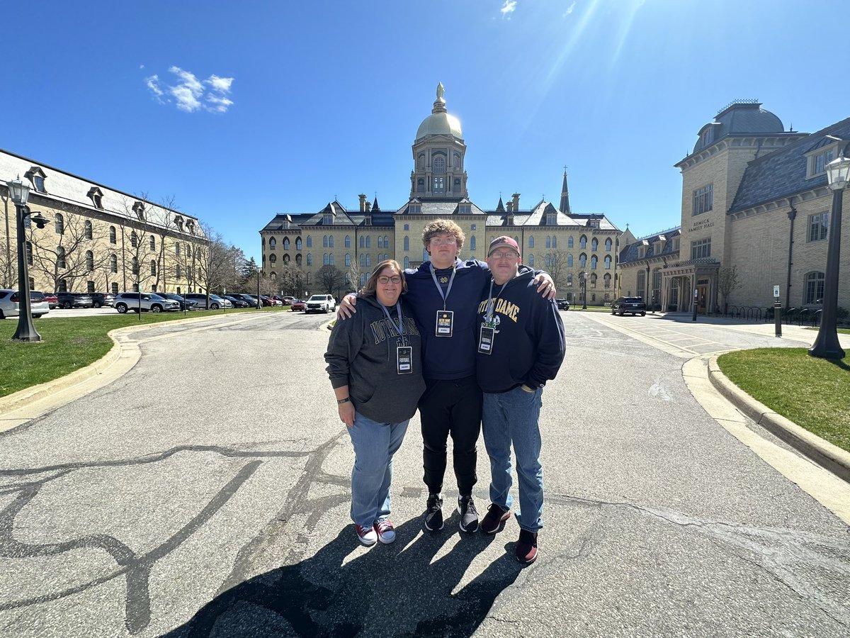 Had a great time at the University of Notre Dame yesterday!! @Marcus_Freeman1 @CoachJoeRudolph @CoachDelaney52 @NDrecruiting01 @DavCardFootball