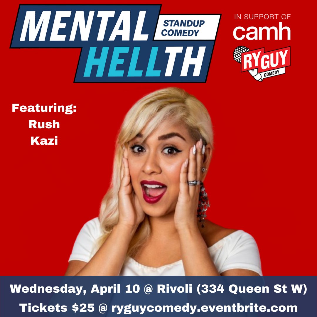 Ryan Zeitz (@ryanzcomedy) on Twitter photo Friendly reminder that #MentalHELLth Comedy Night is BACK at <a href="/RivoliToronto/">Rivoli</a> on Wednesday, April 10th!
All ticket proceeds from the comedy show are donated to <a href="/camhfoundation/">CAMH Foundation</a>, supporting life-saving #mentalhealth initiatives!
Come check out <a href="/AndrewBarr8/">Andrew Barr</a> <a href="/dasouzie/">.</a> and <a href="/Rushzilla/">Rush Kazi</a> Friendly reminder that #MentalHELLth Comedy Night is BACK at <a href="/RivoliToronto/">Rivoli</a> on Wednesday, April 10th!
All ticket proceeds from the comedy show are donated to <a href="/camhfoundation/">CAMH Foundation</a>, supporting life-saving #mentalhealth initiatives!
Come check out <a href="/AndrewBarr8/">Andrew Barr</a> <a href="/dasouzie/">.</a> and <a href="/Rushzilla/">Rush Kazi</a>