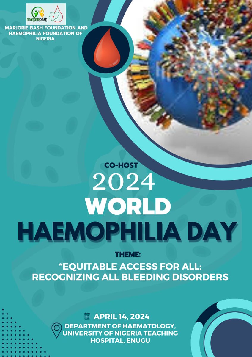 Join us to celebrate the #2024WorldHemophiliaDay at the University of Nigeria Teaching Hospital 
#LeaveNoOneBehind