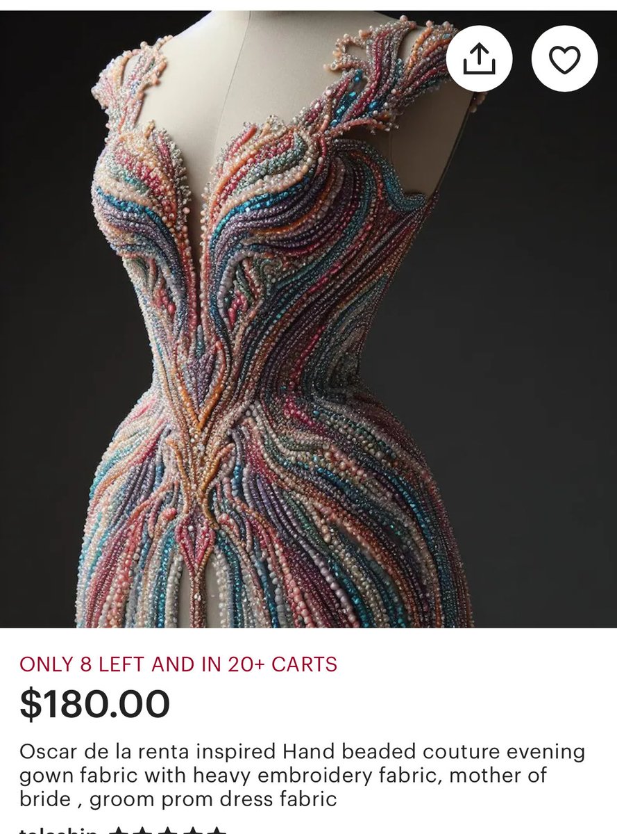 This is definitely AI, but I also feel like $150-250 seems to be the sweet spot in terms of price for fake garments because its reasonably expensive for most people, but if you know anything about sewing you know that would barely cover materials much less labor