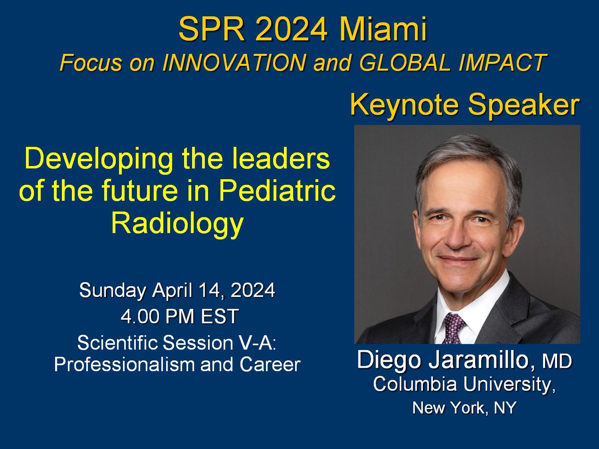 #SPR24 Miami How to develop future leaders in Pediatric Radiology? Hear from one of tallest leader and inspirational researcher of Pediatric Radiology. @djaramillomd @SocPedRad @ESPRSociety #pedsrad #ImagingOurFuture Full program: spr.org/events/spr2024a