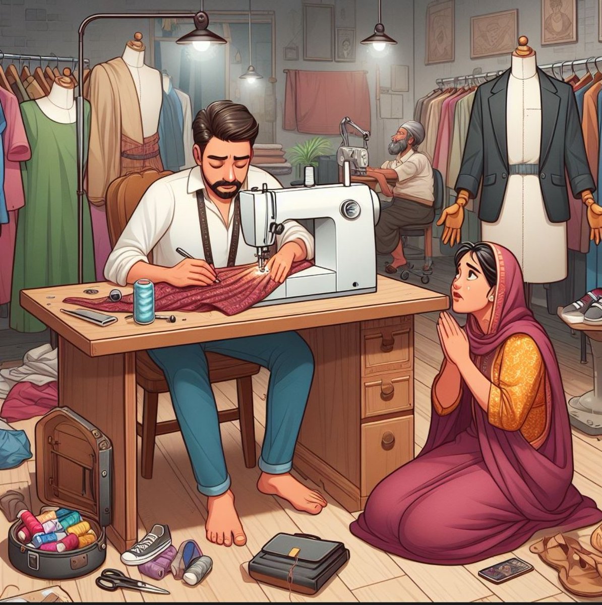 16ashii's tweet photo. Some men wants that 
        women beg before them
       they choose profession of 
                      TAILOR..
Kis kis k kapray sil k mil gay?
#eidpreparation https://t.co/dNib2WAR9l