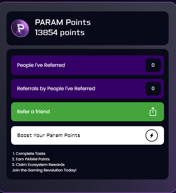 This is my $PARAM points, and yours?
$BEYOND $TRIP $BUBBLE
$COOKIE <a href="/Cookie3_com/">Cookie3 🍪</a>
#PIXELPIX <a href="/PlayPixelPix/">Pixel Pix</a>
$MOJO #ForgeRecap
