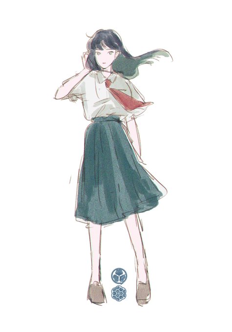 「pleated skirt wind」 illustration images(Latest)