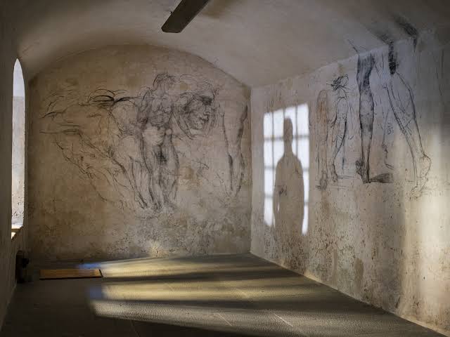 This room is thought to have been Michelangelo's 'Secret' hideaway and drawing board : It was an art historian's chance discovery of a lifetime. About 50 years ago, a museum director in Florence, Italy, found a hidden room whose walls were covered in drawings believed to be the