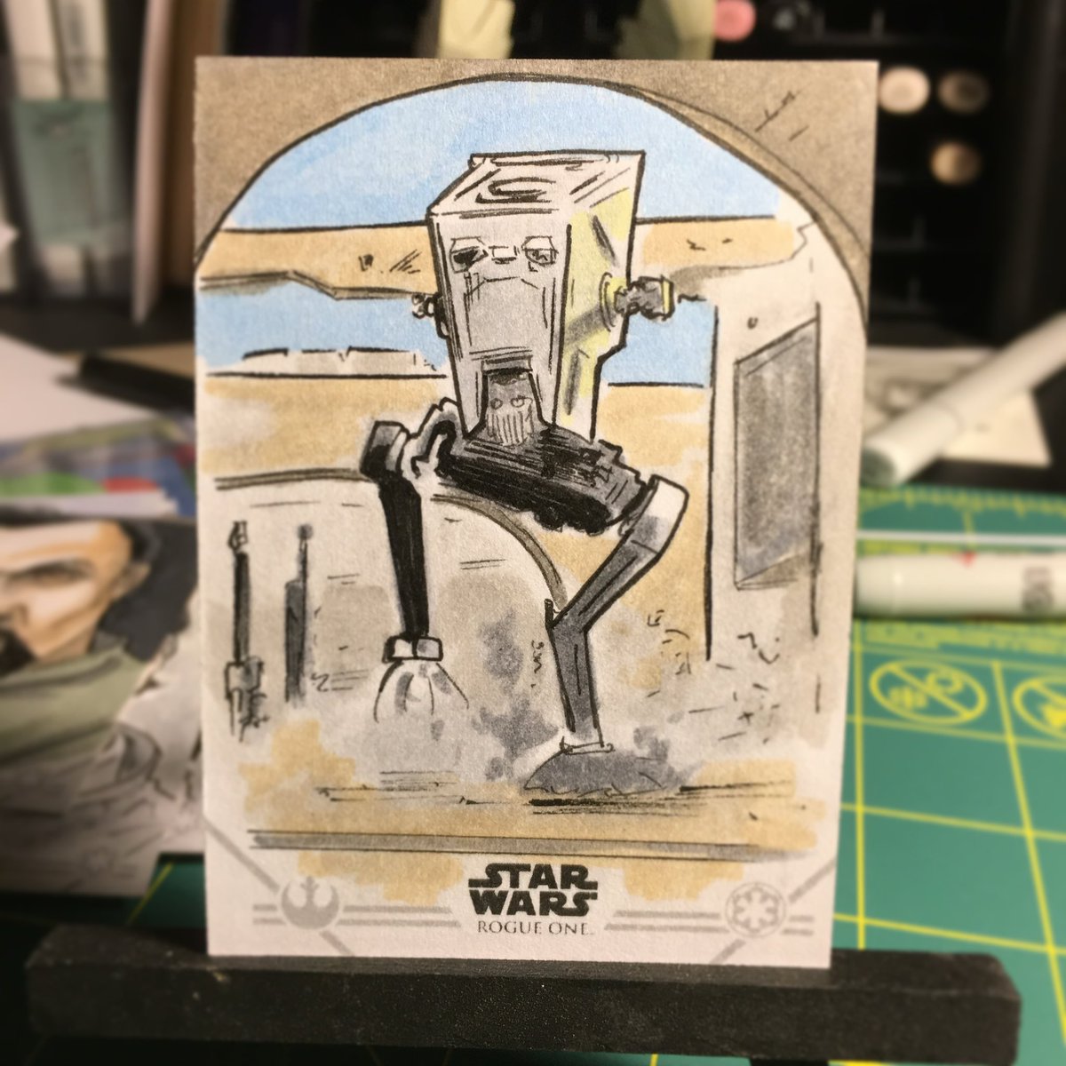 Happy #sketchcardsunday! Here’s one I did for the @topps Rogue One series 2 set back in 2016. PEW PEW!! #starwars #sketchcards #art #starwarsart