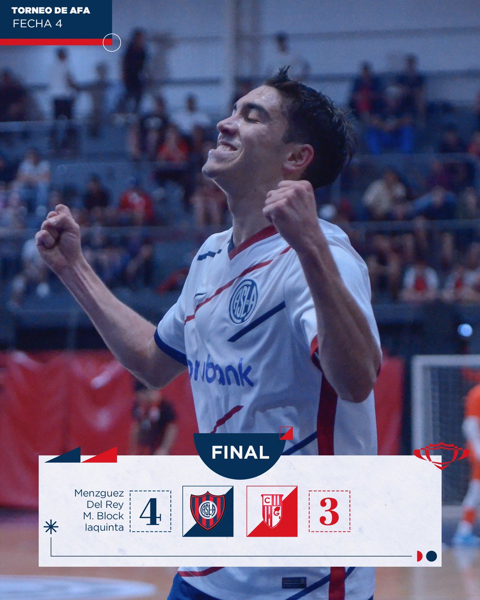 ¡Final del partido en Boedo! #SanLorenzo venció 4-3 a Glorias en el Polideportivo Roberto Pando, por la cuarta fecha del Torneo de AFA. ⚽️ Los tantos del conjunto azulgrana Menzeguez, Del Rey, M. Block y Iaquinta. ¡#VamosCiclón! 💙❤️