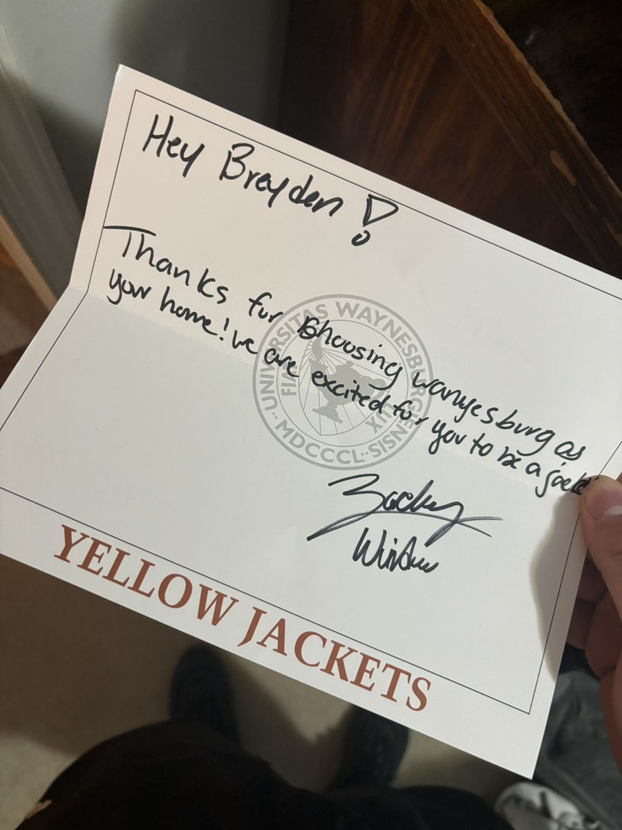 thank you @ZackWindsor1 for the handwritten note! excited to be a jacket 🟠⚫️‼️ @BigPappy_WETSU1 @CoachColemanDL