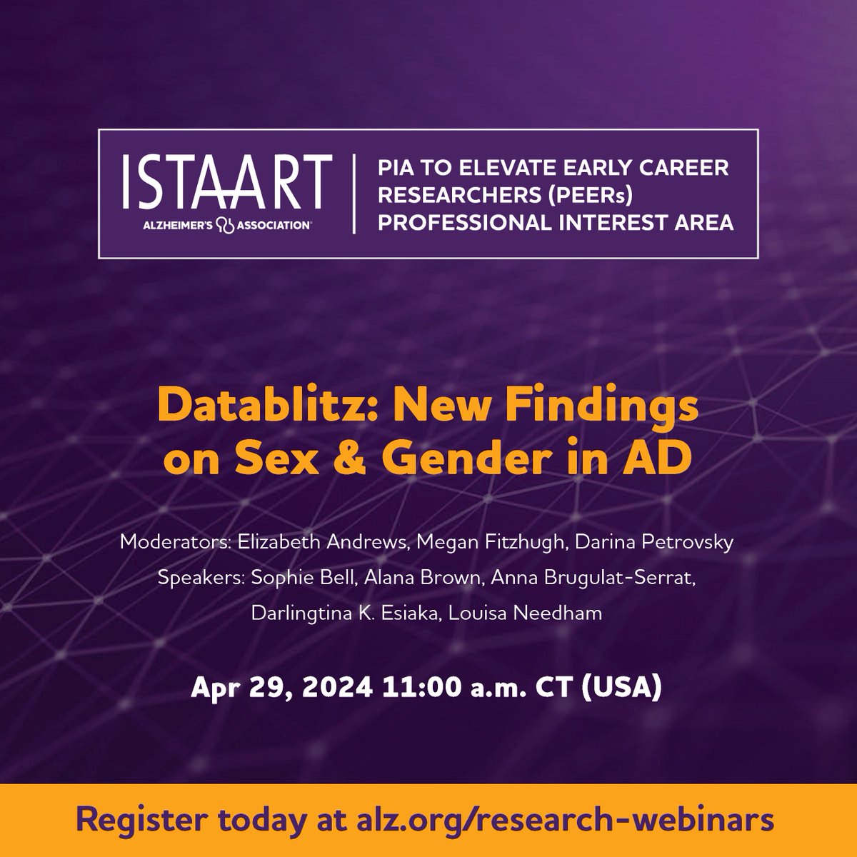 This datablitz-style webinar highlights exciting new findings on sex and gender differences in AD from emerging early career researchers. Topics will feature AD risk factors across the life course, including pregnancy, and caregiving in late life. training.alz.org/research-webin…