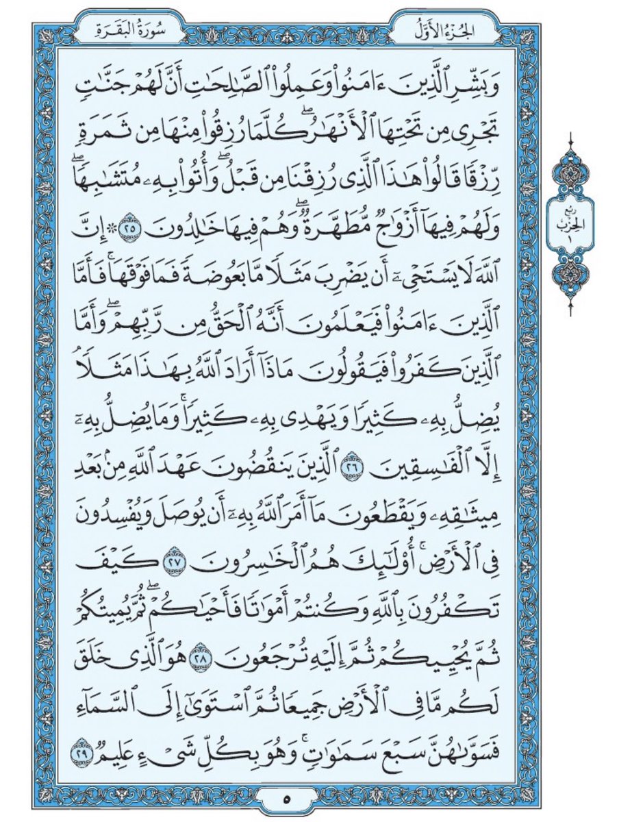 صفحة من القران يومياً
كفيلة بأن تبعدك عن هجره 
واتكفل انا بتنزيلها يوميا إن شاء الله 
من الآية ٢٥ الى الآية ٢٩ من سورة البقرة