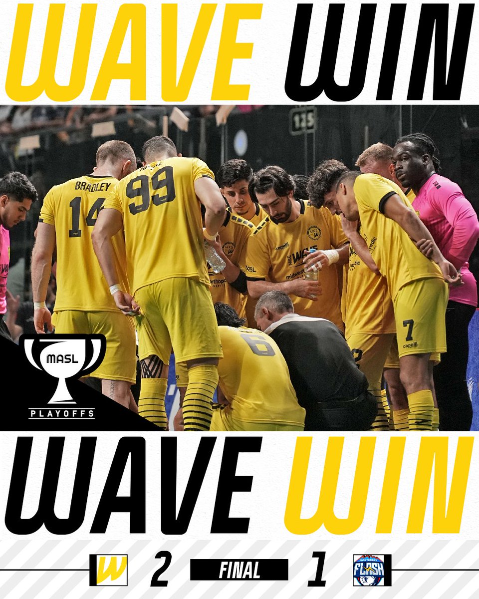 WE'RE MOVING ON!!!!! 🌊 Your Milwaukee Wave, behind Derek Huffman's Golden Goal, are on to the Eastern Finals 👏 Wave will take on the winner of the Utica City FC and Kansas City Comets series... LET'S GO WAVE!! ⚽️