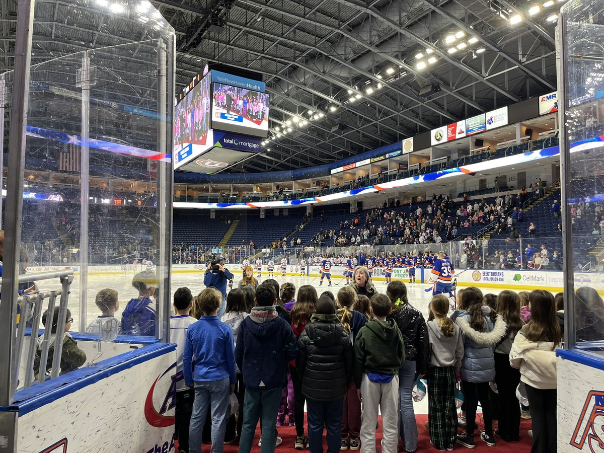 The #GFS #Grade4 and #Grade5 #Chorus sing the #National #Anthem, The #StarSpangledBanner, at the <a href="/AHLIslanders/">Bridgeport Islanders</a> game in #Bridgeport #CT