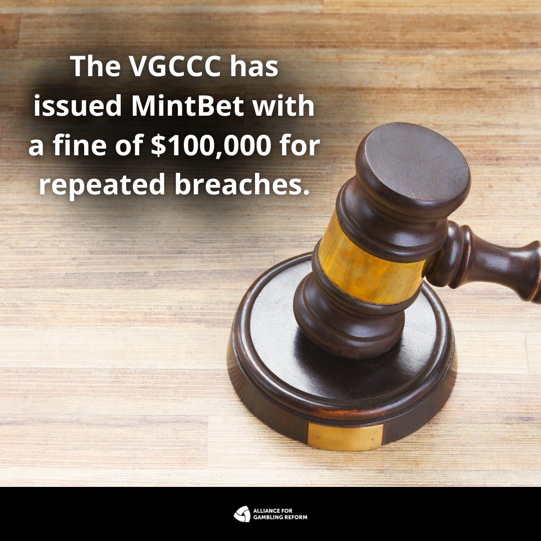 The @VicGCCC has issued MintBet with a fine of $100K for repeated breaches. “Victoria gambling providers must comply with their responsible gambling codes of conduct.” Said Deputy CEO Scott May. Good to see the punishment fit the crime! vgccc.vic.gov.au/news/vgccc-fin…