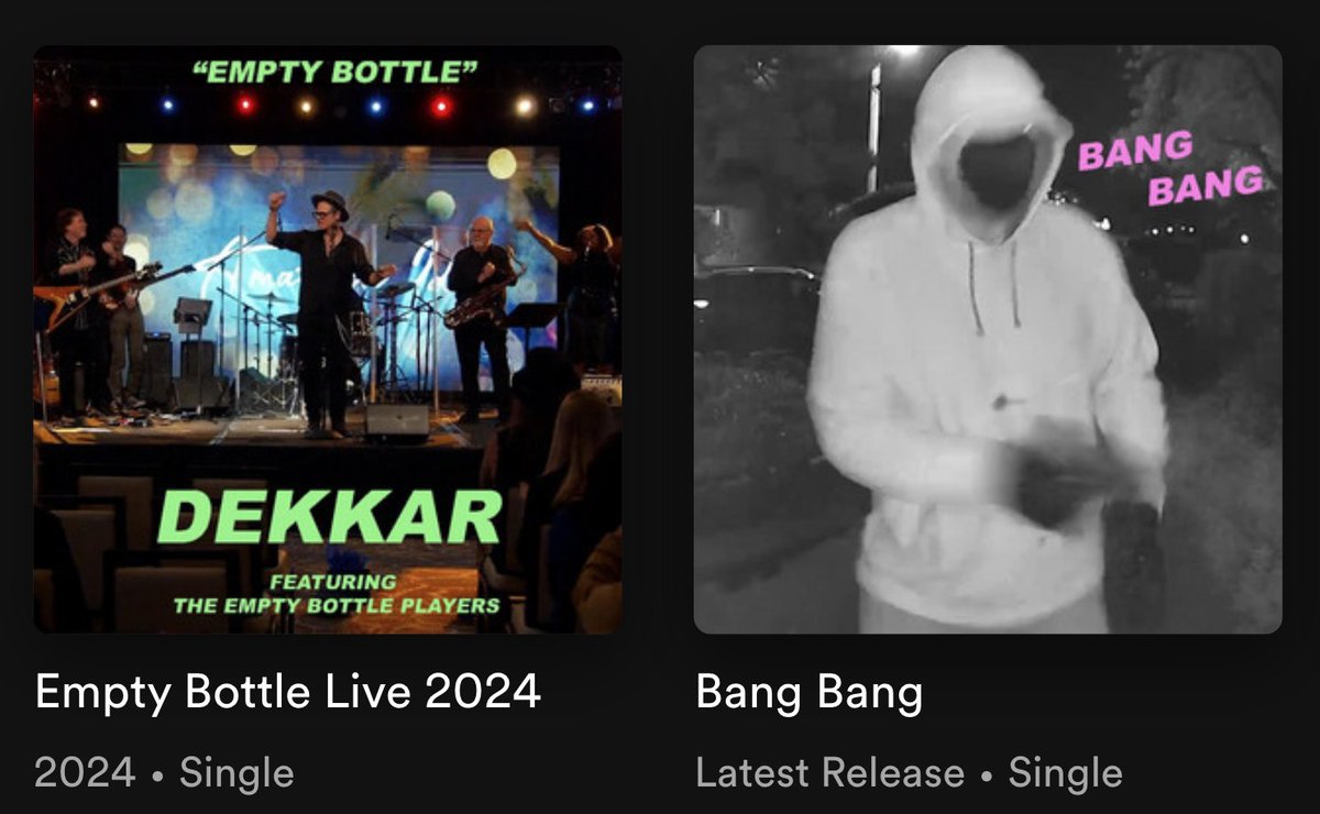 🚨NEW DEKKAR ALERT🚨 'Empty Bottle Live 2024' and 'Bang Bang' are now available for streaming on your favorite platform.