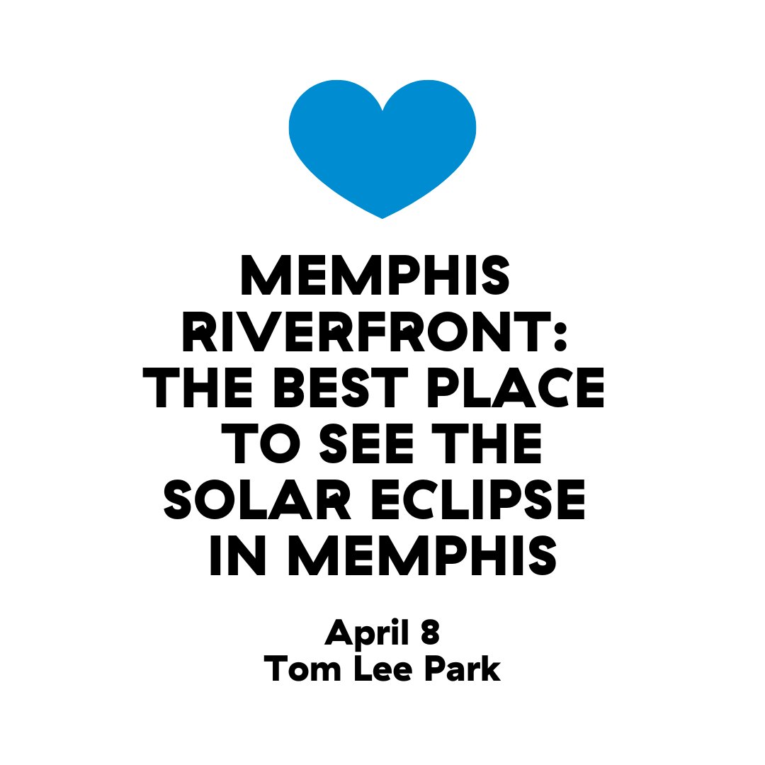 Hey, Memphis! Watch the eclipse from the riverfront, with its unobstructed view to the west. Bring your lunch or grab a hot dog at the new café at Tom Lee Park and join us. Free eclipse glasses to the first 100 visitors to our Welcome Center starting at noon.