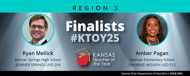 Congratulations to our Region 3 finalists of 2025 Kansas Teacher of the Year! Read more about Amber and Ryan here! ksde.org/Home/Quick-Lin…