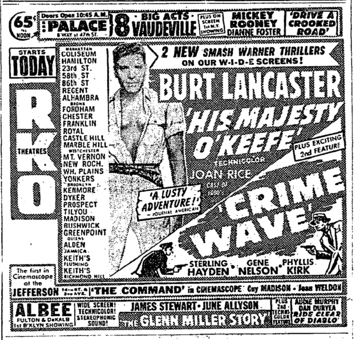 This date 70 yrs ago, FROM HERE TO ETERNITY was basking in the glow of of its 2 week-old Oscar glory (3/25/54) where it won 8 baubles incl. BestPic & both Sup'tingActron categories. It'd tied Gone With the Wind at 13 noms, 1 less than at-the-time record-holder ALL ABOUT EVE's 14.