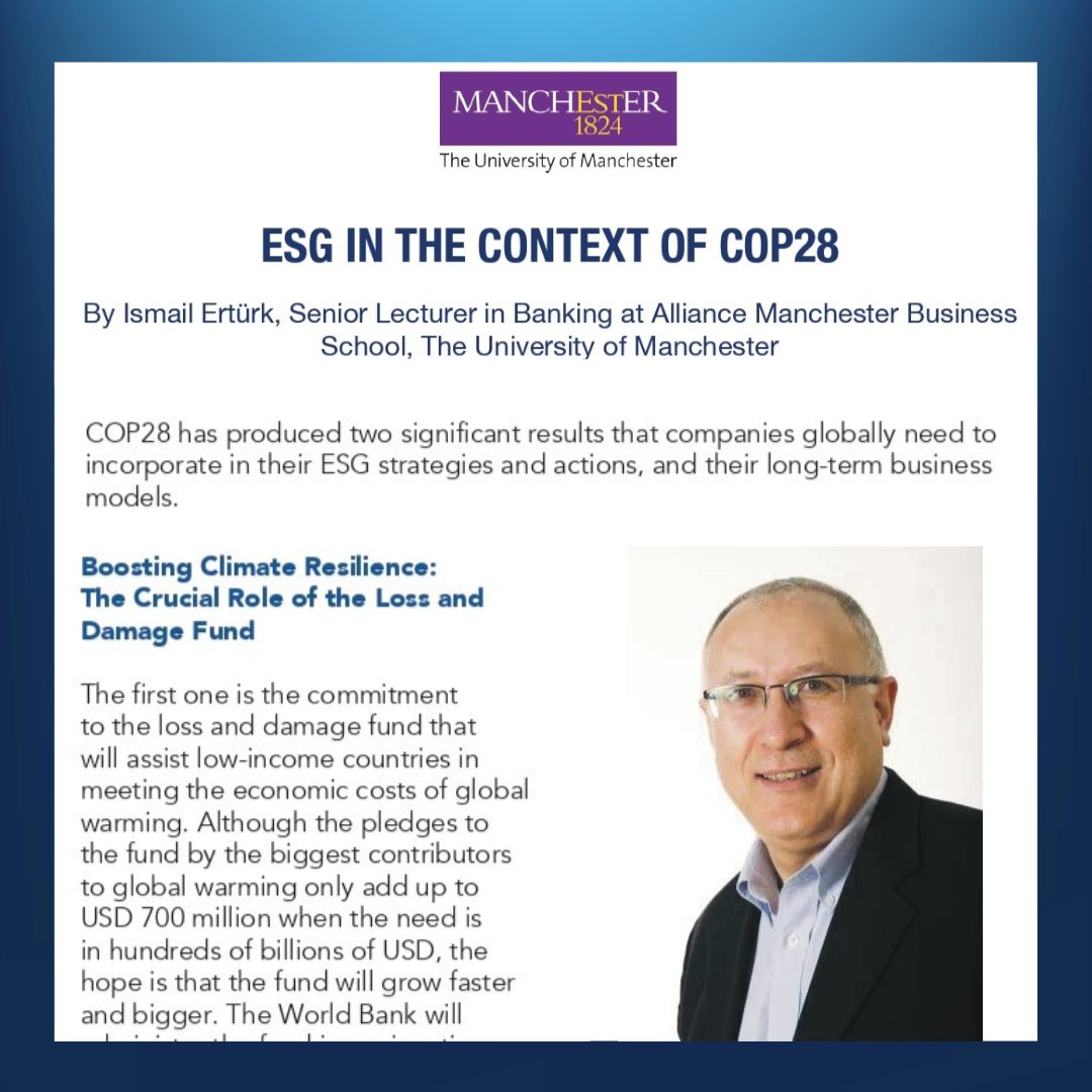 Ismail Erturk, Senior Lecturer in Banking at Alliance Manchester Business School, The University of Manchester speaks on #ESG in the Context of COP28. To read the full article, click below! bmcc.org.my/bmccs-guide-to…