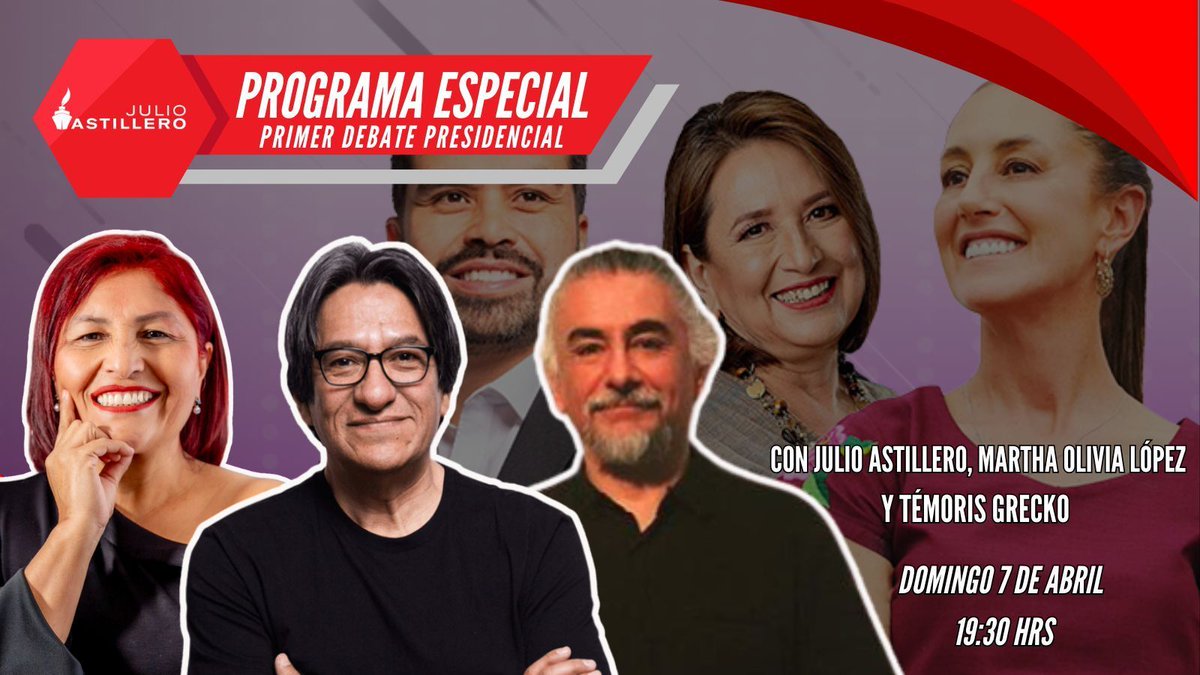 Pre- y post-debate presidencial con @julioastillero, @MarOliMx y yo. A las 7:30 pm aquí youtube.com/watch?v=kCq36_…