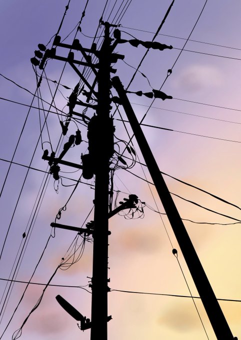 「power lines sunset」 illustration images(Latest)