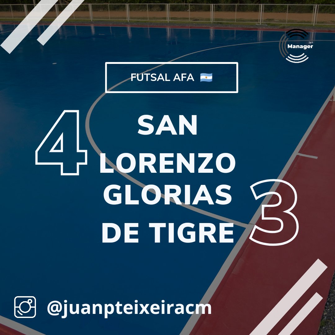 #FutsalAFA ⚽️🇦🇷 | #Fecha4

@SanLorenzo (9) venció por 4-3 a @Glorias_Futsal (4) y se metió en los puestos de playoffs.

#futsalargentino #futsal #afa #sanlorenzodealmagro #gloriasdetigrefutsal #afafutsal #vivimosfutsalafa #pasionfutsal #adostoquesfutsal