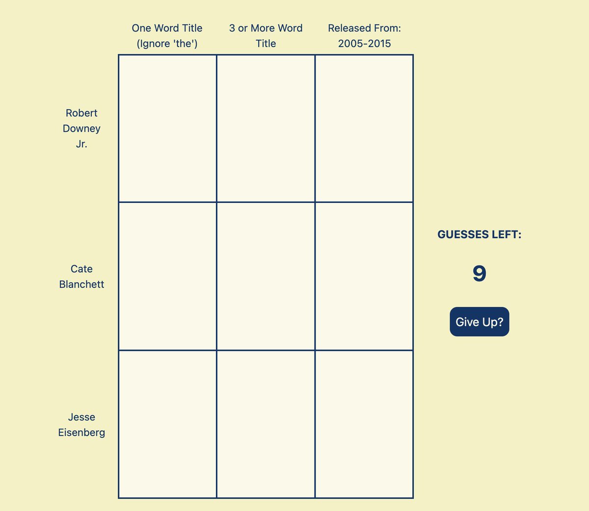 🚨🍿🎬 Monday's movie grid is live! Reply/Quote with how you did! Play Monday's grid here: moviegrid.io #moviegrid