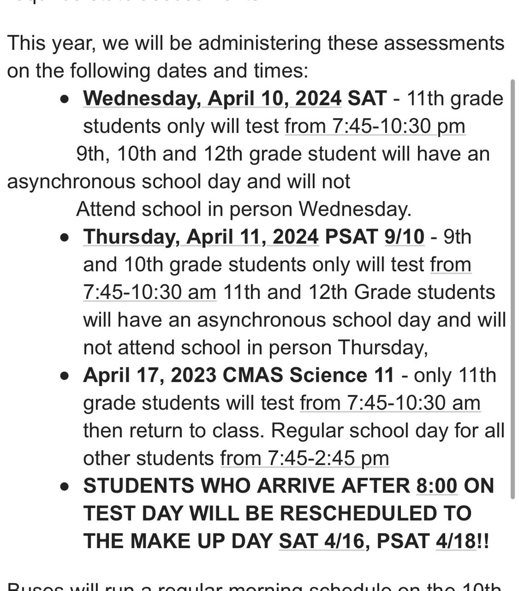 In case you missed it, it is a testing week SAT & PSAT Read your emails and updates @ErieHighSchool @TigersPrincipal