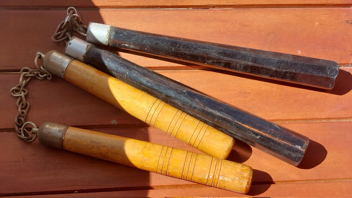 josereyalo's tweet photo. N is also for my nunchucks 🤗
That black one is over 50 years old, homemade, with no ball bearing and made from Philippine Ebony, the kamagong.
#AlphabetChallenge #WeekN #channel169 #nunchaku https://t.co/yv3ePUZkhl