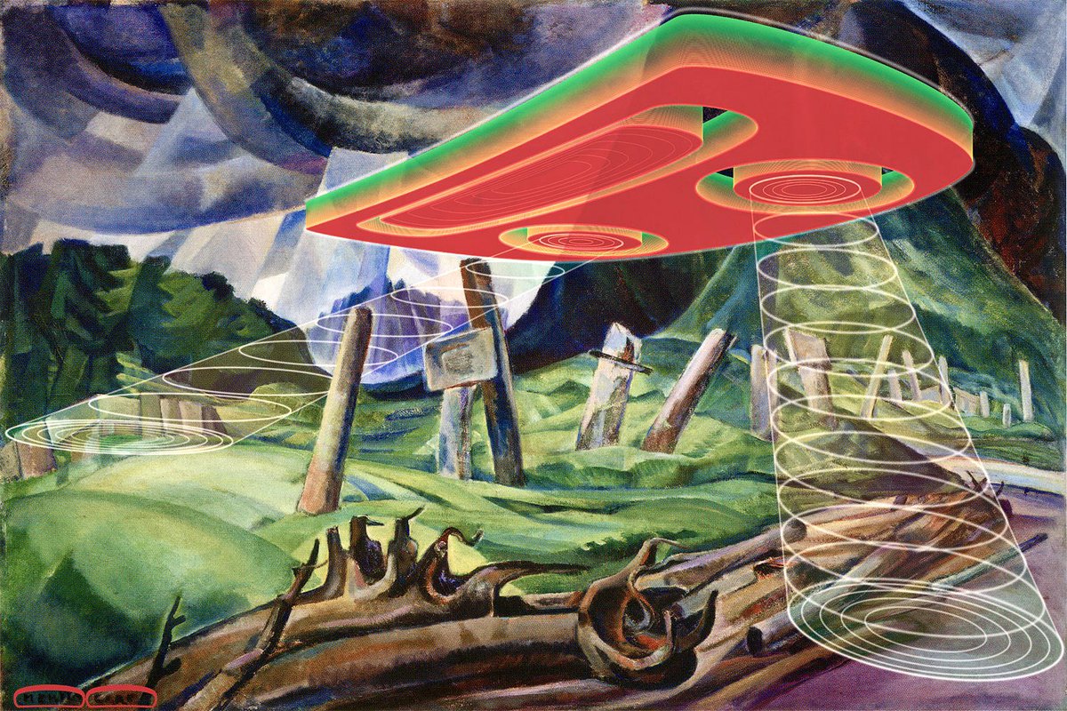 ‘The Away Team Beams Down to What Appears to Be an Uninhabited Planet’ (Digital intervention on an Emily Carr painting ‘Vanquished,’ 1930) | 🎨 Sonny Assu (Kwakwaka'wakw) Collection of artist