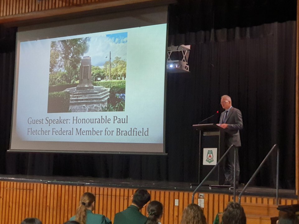 An honour to speak at Asquith Girls’ High School’s annual ANZAC assembly - the students had researched & presented several moving stories of the service, sacrifice and courage of individual Australians in wartime