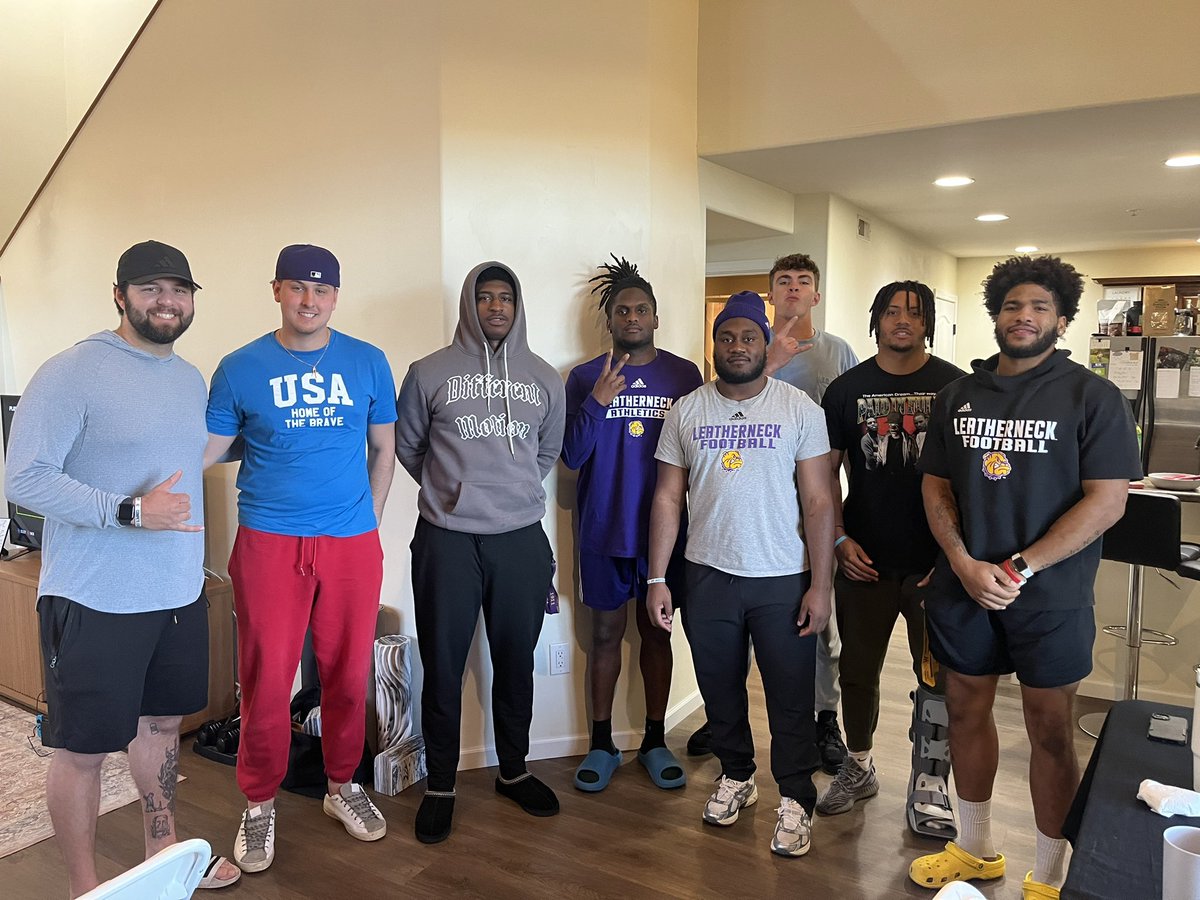 Favorite tradition growing up, happy to have the TEs and RBs over for dinner! Proud of these men competing in spring ball, ready to finish strong! #GoNecks