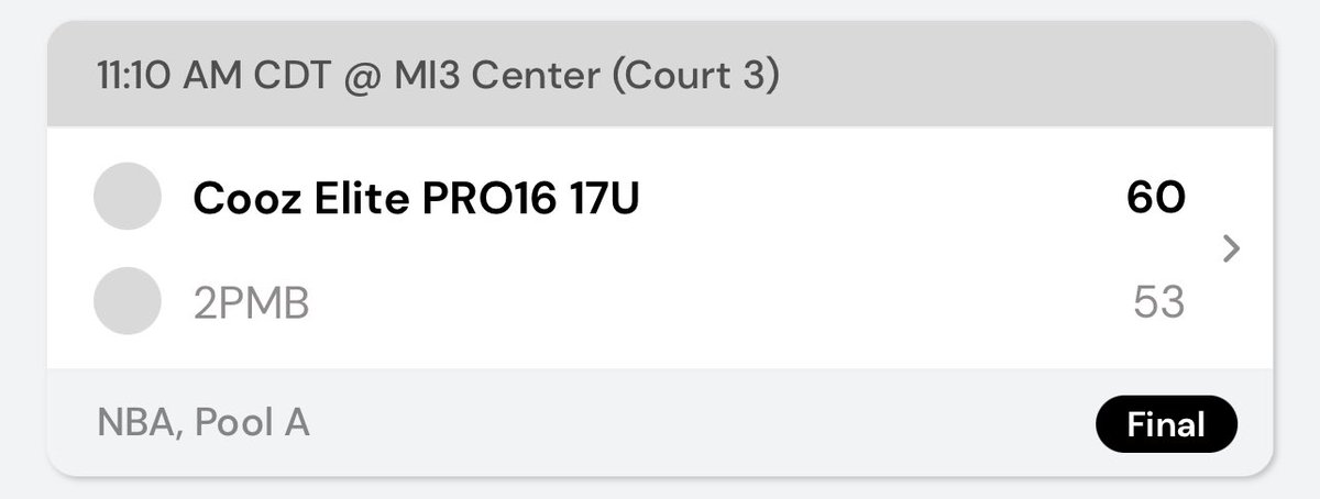 2PMB (@_2pmb_) on Twitter photo Tough loss finishing 2-1 on the weekend at <a href="/TexasHoopsGASO/">TexasHoops/GASO π</a>. Amazing event ran by <a href="/GASOBlue/">Blue Zertuche π</a> <a href="/GASOMass/">Ryan Massad π</a>. We will be down in Duncanville for both tournaments to close out the month of April.
Game 3 Leaders:
<a href="/Luke_Martinez15/">Luke Martinez</a> 18pts 3Reb
<a href="/avionjac22/">Avion Jackson</a> 11pts 3Reb
<a href="/SalanoaZayson/">Zayson Salanoa</a> 11pts 5Reb Tough loss finishing 2-1 on the weekend at <a href="/TexasHoopsGASO/">TexasHoops/GASO π</a>. Amazing event ran by <a href="/GASOBlue/">Blue Zertuche π</a> <a href="/GASOMass/">Ryan Massad π</a>. We will be down in Duncanville for both tournaments to close out the month of April.
Game 3 Leaders:
<a href="/Luke_Martinez15/">Luke Martinez</a> 18pts 3Reb
<a href="/avionjac22/">Avion Jackson</a> 11pts 3Reb
<a href="/SalanoaZayson/">Zayson Salanoa</a> 11pts 5Reb