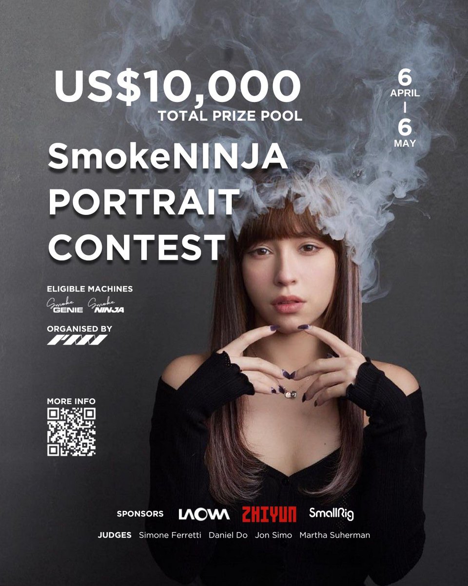 【お知らせ】

PMIは「Smoke NINJAポートレートコンテスト」を2024年4月6日（土）～2024年5月6日（月）まで開催することをお伝えいたします。🎊

＜前提条件＞
#SmokeGenie＆#SmokeNINJA ユーザーのみ応募可能

＜賞品について＞
🌟トータルUS＄10,000 を超える（日本円で150万円以上相当）…