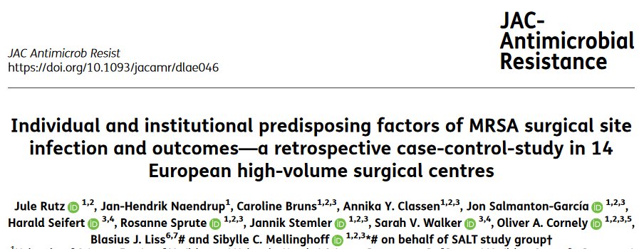 Last #SALT publication in @jac_amr Low overall #surgical_site #Staphylococcus_aureus incidence, BUT! significant country variations in 🇪🇺. #Antibiotic_stewardship programs showed promise in reducing #MRSA rates. Prevention is key! academic.oup.com/jacamr/article…