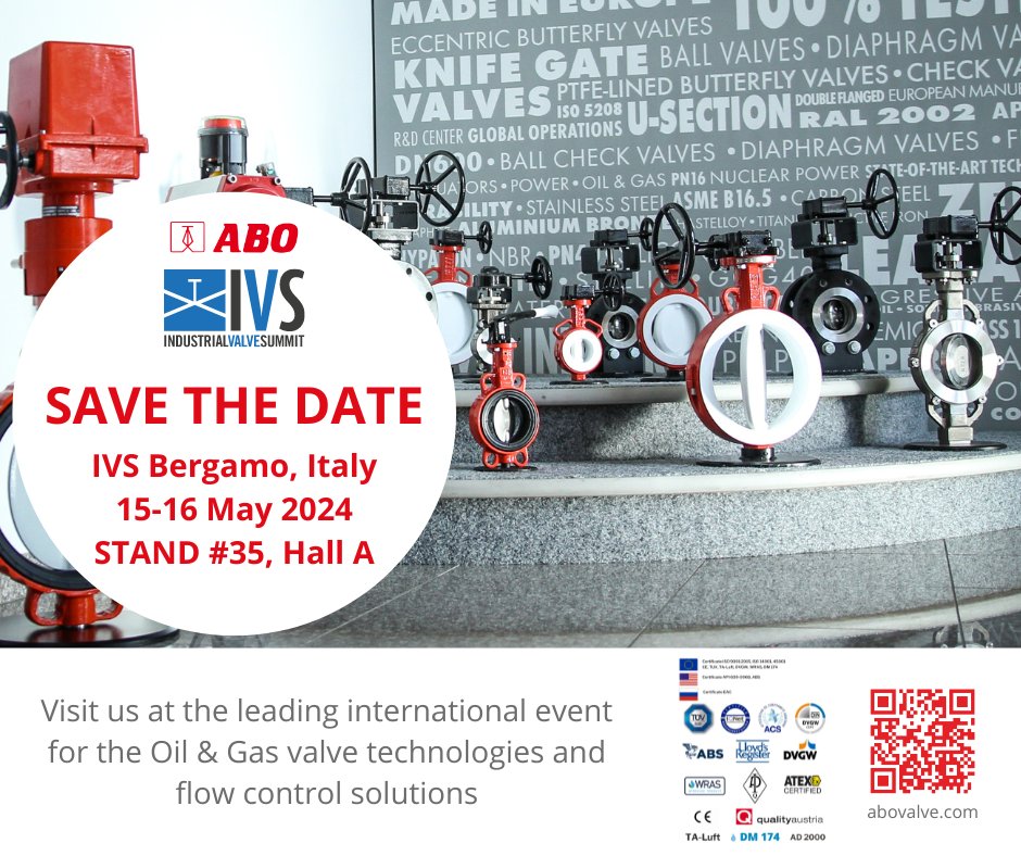 Meet European engineering tradition on a global scale 'ABO valve' at IVS Bergamo. #ABO #valves #ivs #industrialvalves #oil #flowcontrol #gas #butterflyvalves #processvalves 
abovalve.com