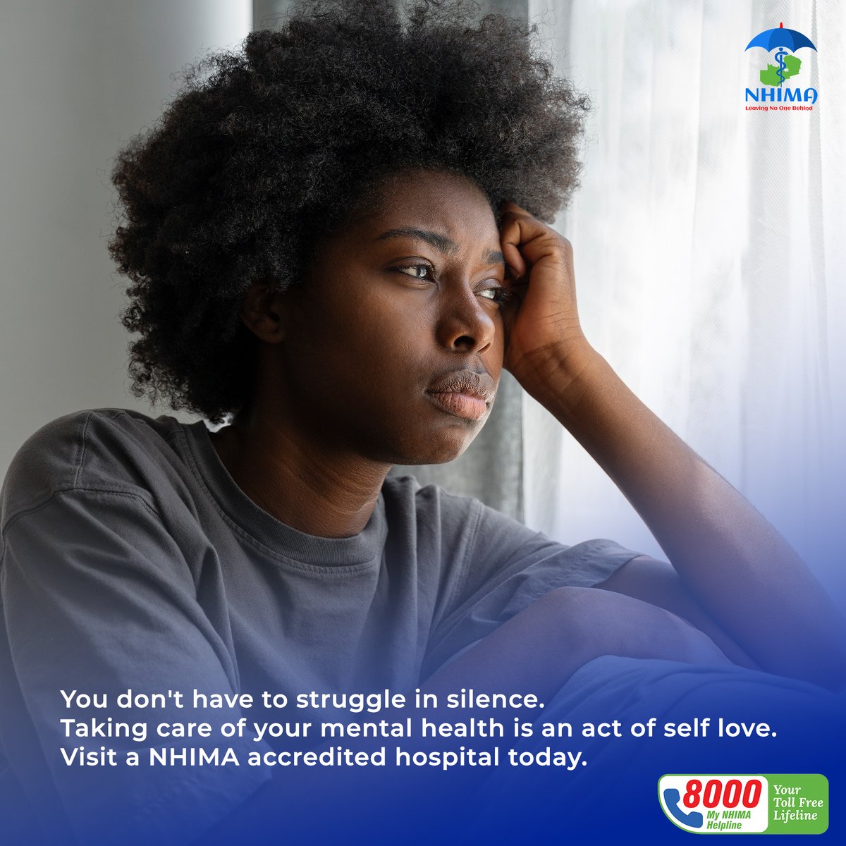 Our mental health benefit package covers the cost of chronic conditions like schizophrenia, as well as affective disorders such as mania and depression, among others. Take care of your mental health. Visit any NHIMA accredited hospital for comprehensive care. #MentalHealth