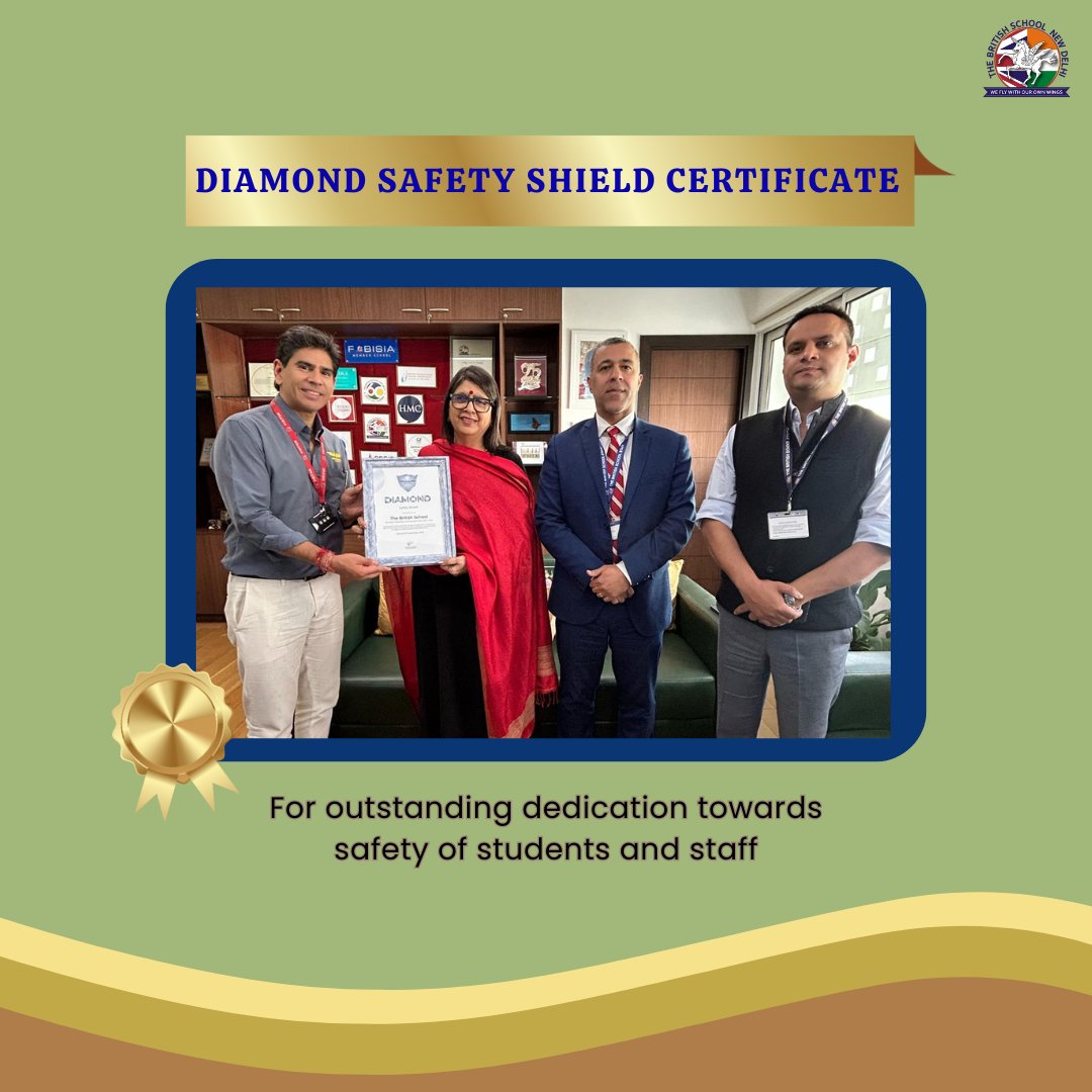 🏅We are thrilled to have been awarded the highest category in the Safety Shield Certificate programme by @Momentum_India! The Diamond Certificate recognises our impeccable safety standards and efforts towards building a secure school environment. #TBSDelhi #TeamTBS #SchoolSafety