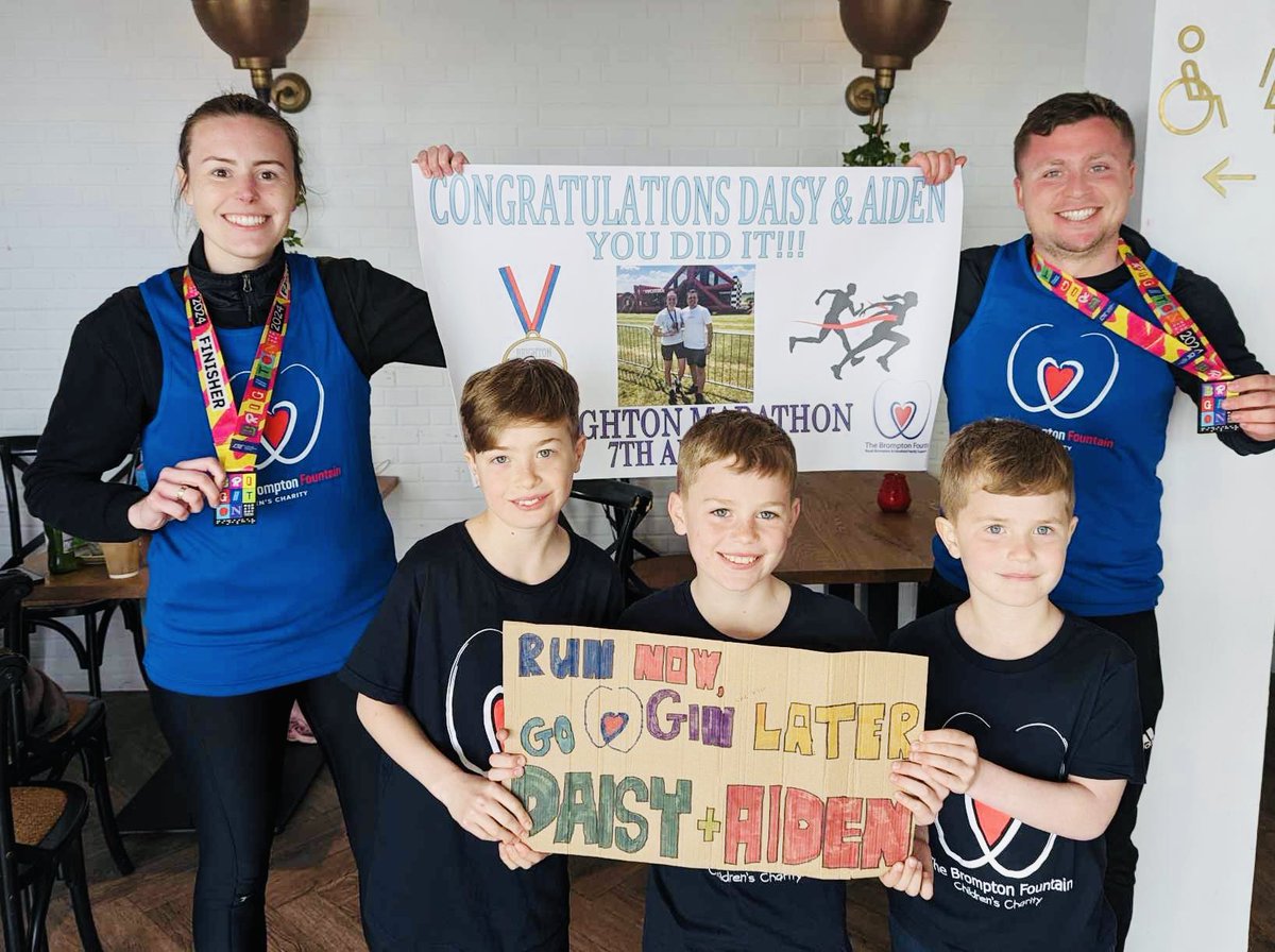 Daisy and her partner Aiden ran the #BrightonMarathon and raised £3100! Daisy’s Godson Elliot was diagnosed with a complex cardiac condition and had heart surgery @RBandH. Congratulations for completing the marathon and thank you for your fantastic fundraising!❤️💙 #TeamBrompton