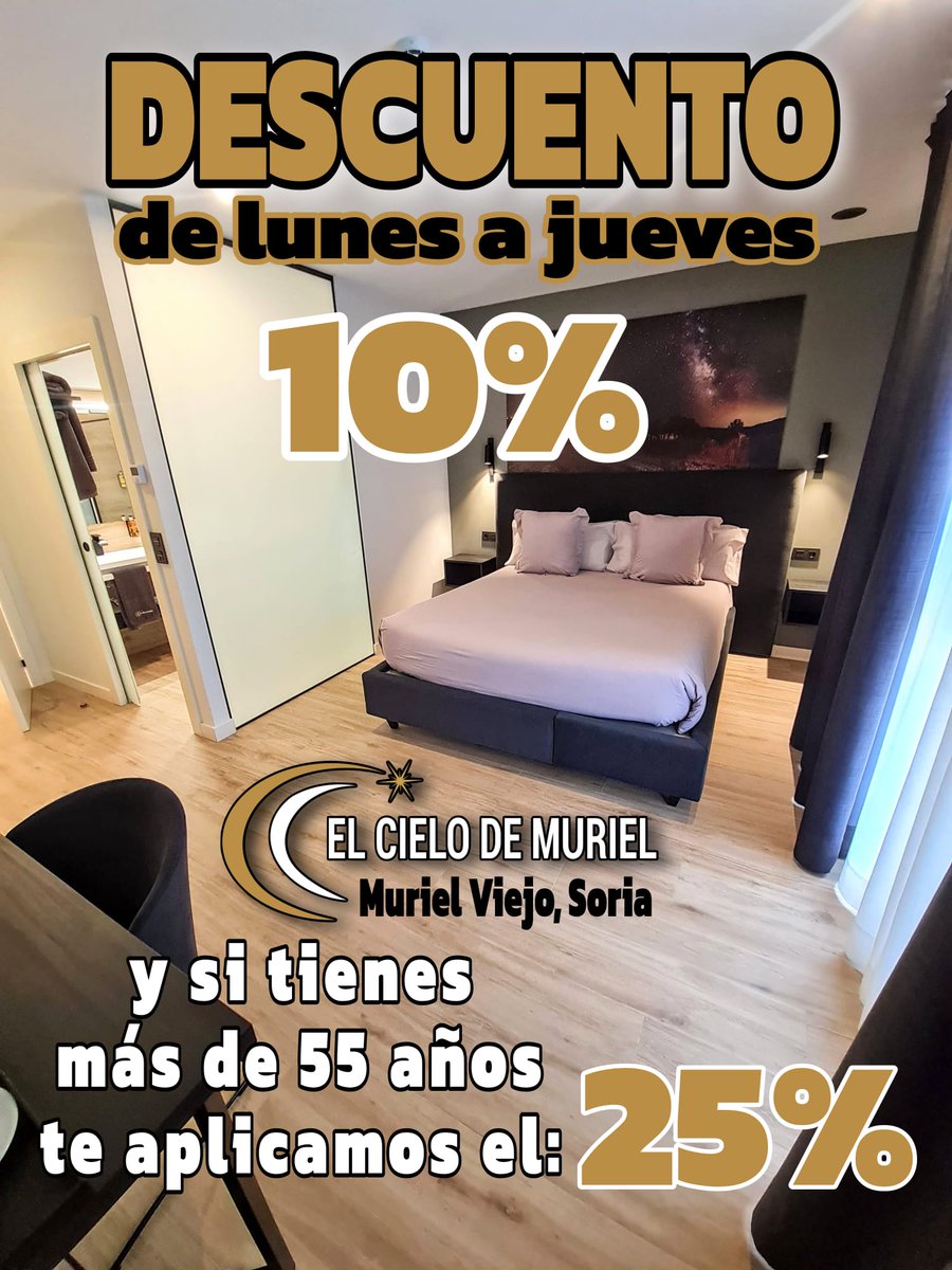 ¡Te mereces el cielo y para que esté a tu alcance hemos preparado unos descuentos especiales para los clientes que viajan entre semana!

- De lunes a jueves 10% dto.
- Mayores de 55 años 25% dto.

*Sobre precios vigentes en la web y reservando directamente por mail o teléfono.