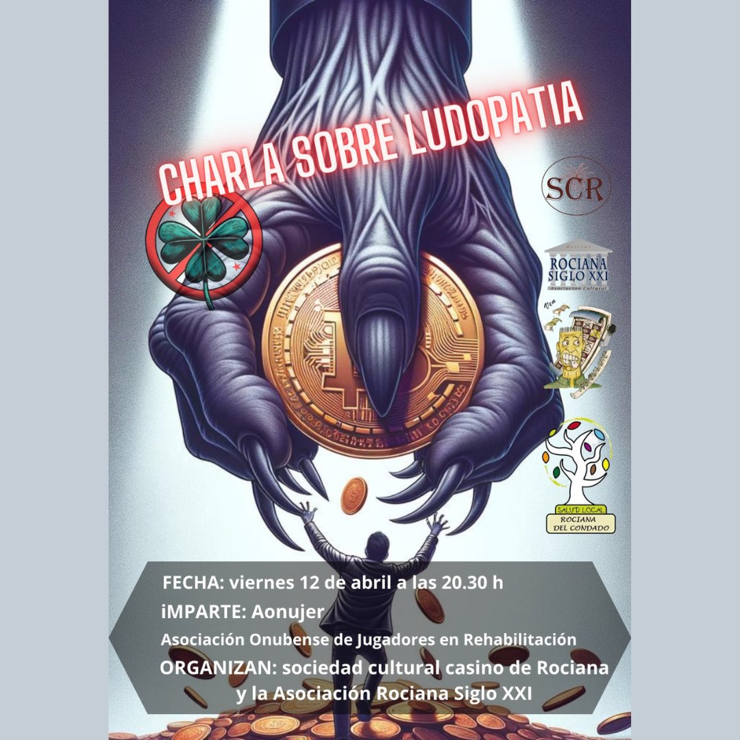 La ludopatía es un grave problema para muchas familias. Para combatirla es importante la información y la sensibilización.
Si te interesa acude a esta charla informativa en #RocianaDelCondadoRELAS.
📅12 de abril
🕚20:30 h
🗺️Casino de Rociana
#Localizarlasalud
#HuelvaProvRELAS.