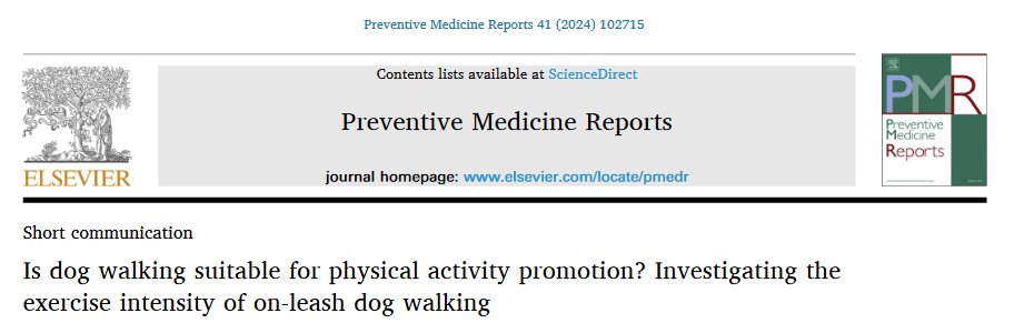 🐕 🚶‍♀️is critical for dog health +  great for human social interactions &amp; exercise. But what is the usual intensity of on-leash #dog walking?    New study  led by  <a href="/DrKateEds/">Kate Edwards</a> @LaurenRPowell 
clinicalkey.com.au/#!/content/pla…
<a href="/AdrianBauman/">Adrian Bauman</a> <a href="/DallPhilippa/">Dr Philippa Dall</a> <a href="/DrCalumLeask/">Calum Leask</a>