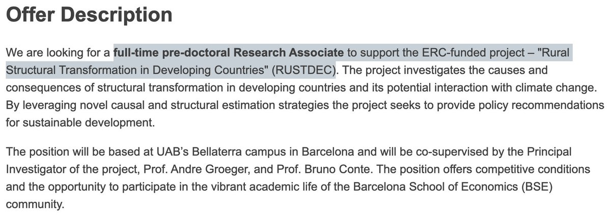 Bruno Conte (@brunoconteleite) on Twitter photo 🚨 JOB ALERT (AGAIN): @AndreGroeger and I have opened an additional full-time pre-doc position for this ERC-funded project at <a href="/bse_barcelona/">Barcelona School of Economics</a>. Deadline 30/April; Apply (and more info): euraxess.ec.europa.eu/jobs/213418
Competitive conditions + vibrant team! Ideal for prospective Ph.D's! 🚨 JOB ALERT (AGAIN): @AndreGroeger and I have opened an additional full-time pre-doc position for this ERC-funded project at <a href="/bse_barcelona/">Barcelona School of Economics</a>. Deadline 30/April; Apply (and more info): euraxess.ec.europa.eu/jobs/213418
Competitive conditions + vibrant team! Ideal for prospective Ph.D's!