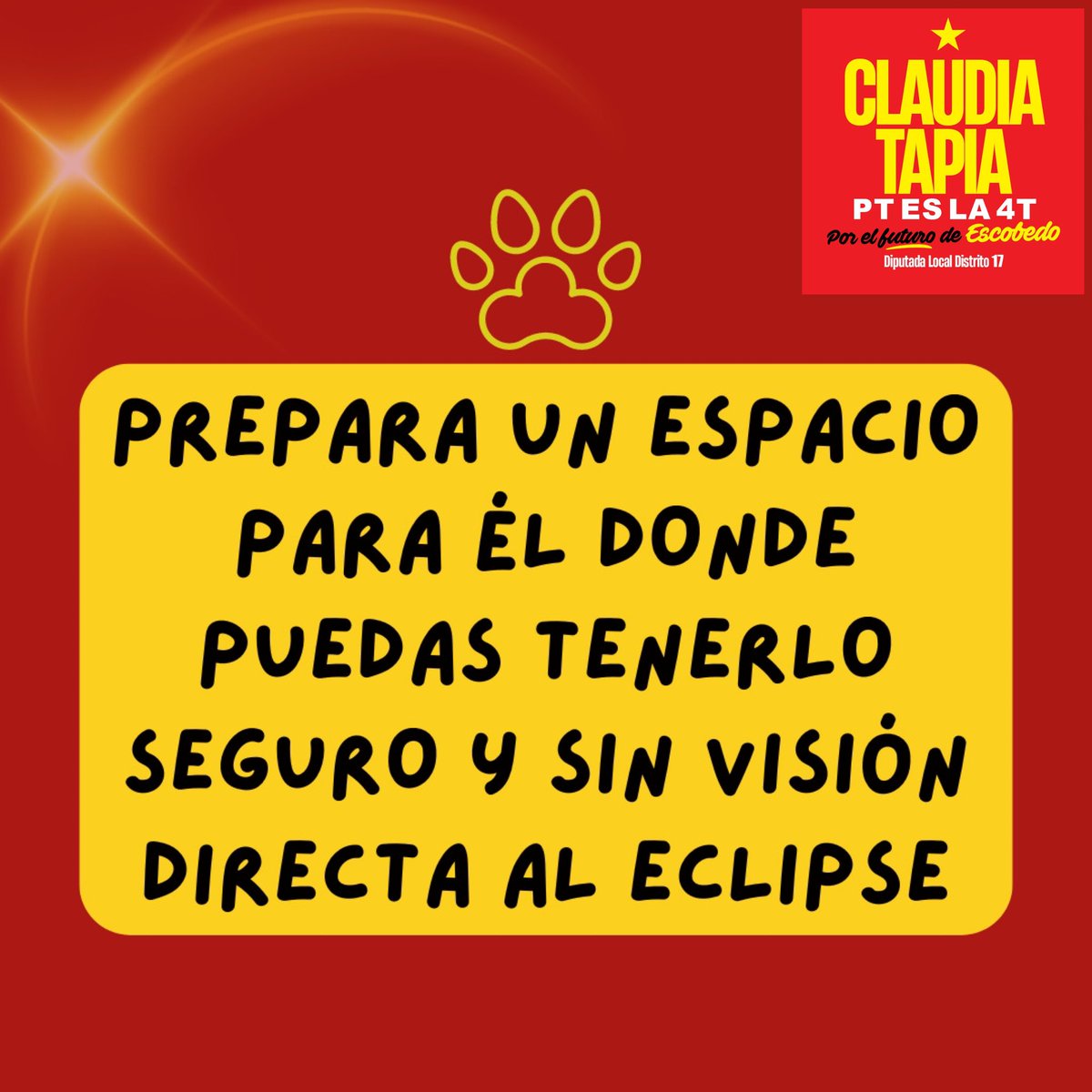 Durante el eclipse resguarden a sus mascotas y a los perritos y gatitos que estén en las calles.
🙏🏻 compartan