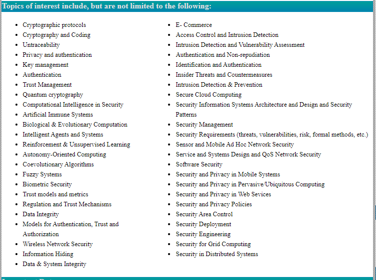 Call for Papers!!!
International Journal on Cryptography and Information Security (IJCIS)
            ISSN : 1839-8626 
    airccse.org/journal/ijcis/…
E-mail : ijcisjournal@wireilla.com
airccse.org/journal/ijcis/…
Contact us : ijcisjournal@wireilla.com or ijcisjournal@airccse.org